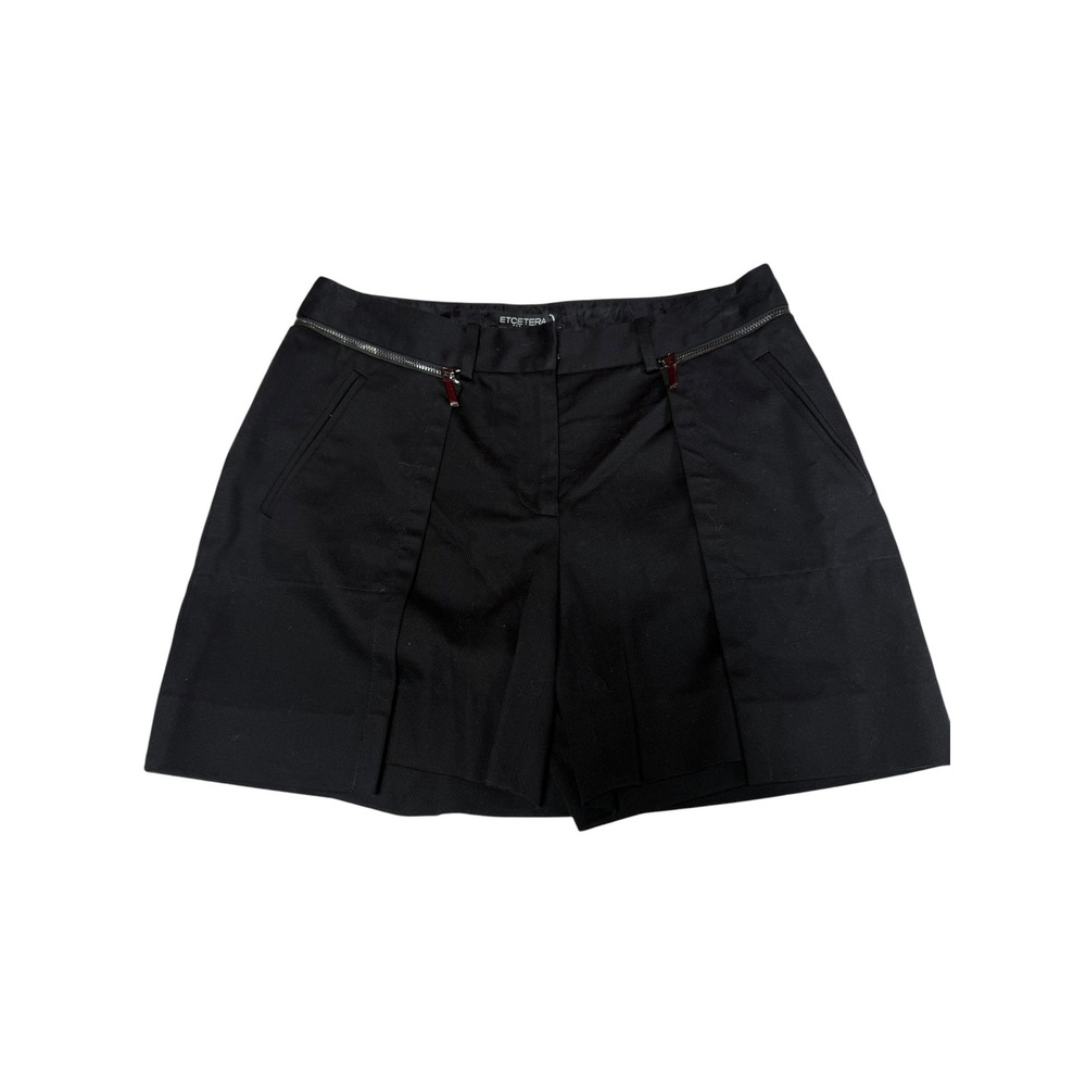 Etcetera Y2K High Rise Zipper Detail Pleated Shorts Black Size 2
